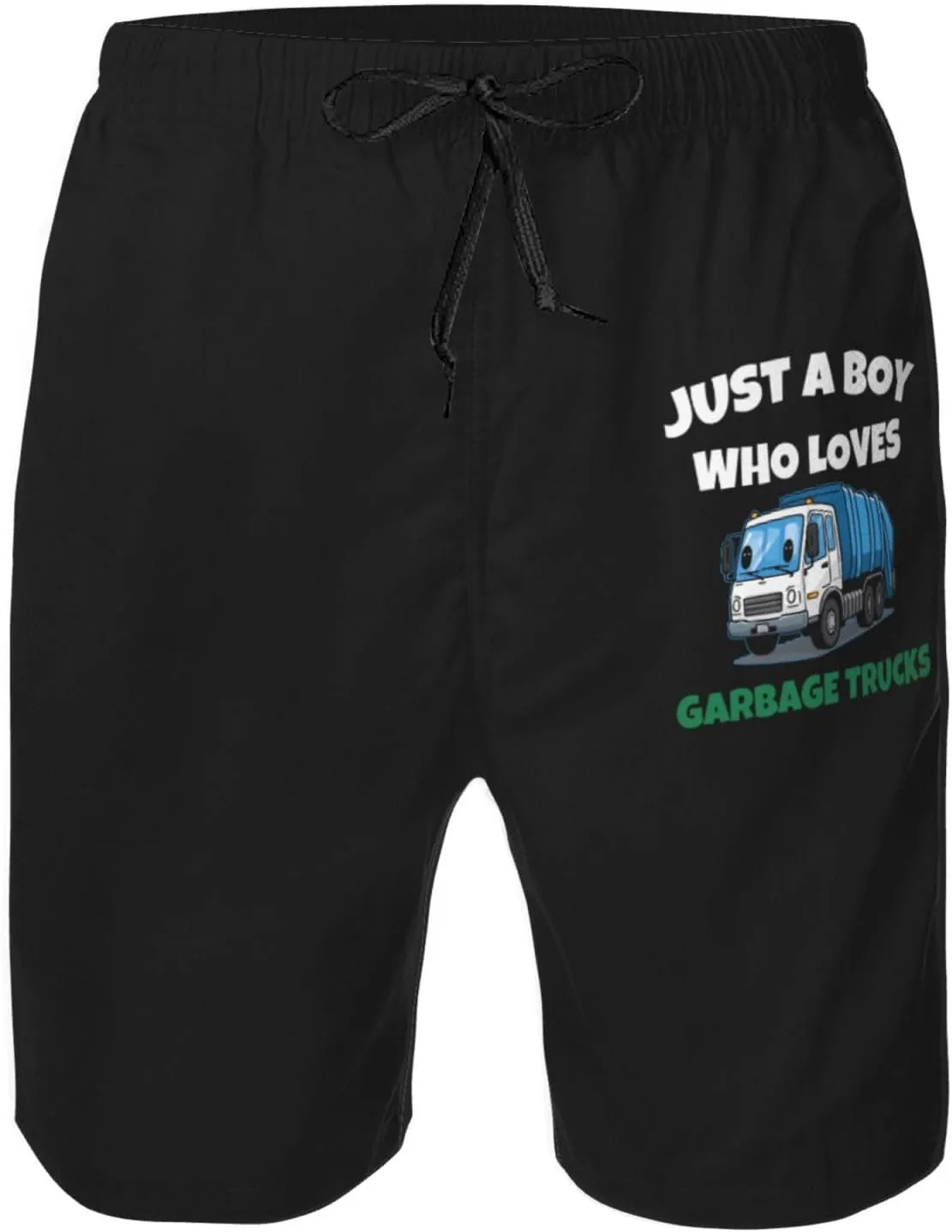 Funny Garbage Truck Mens Swim Trunks 7 Inch Quick Dry Board Shorts with Mesh Lining Fit Surf Shorts with Pockets