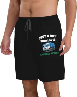 Funny Garbage Truck Mens Swim Trunks 7 Inch Quick Dry Board Shorts with Mesh Lining Fit Surf Shorts with Pockets
