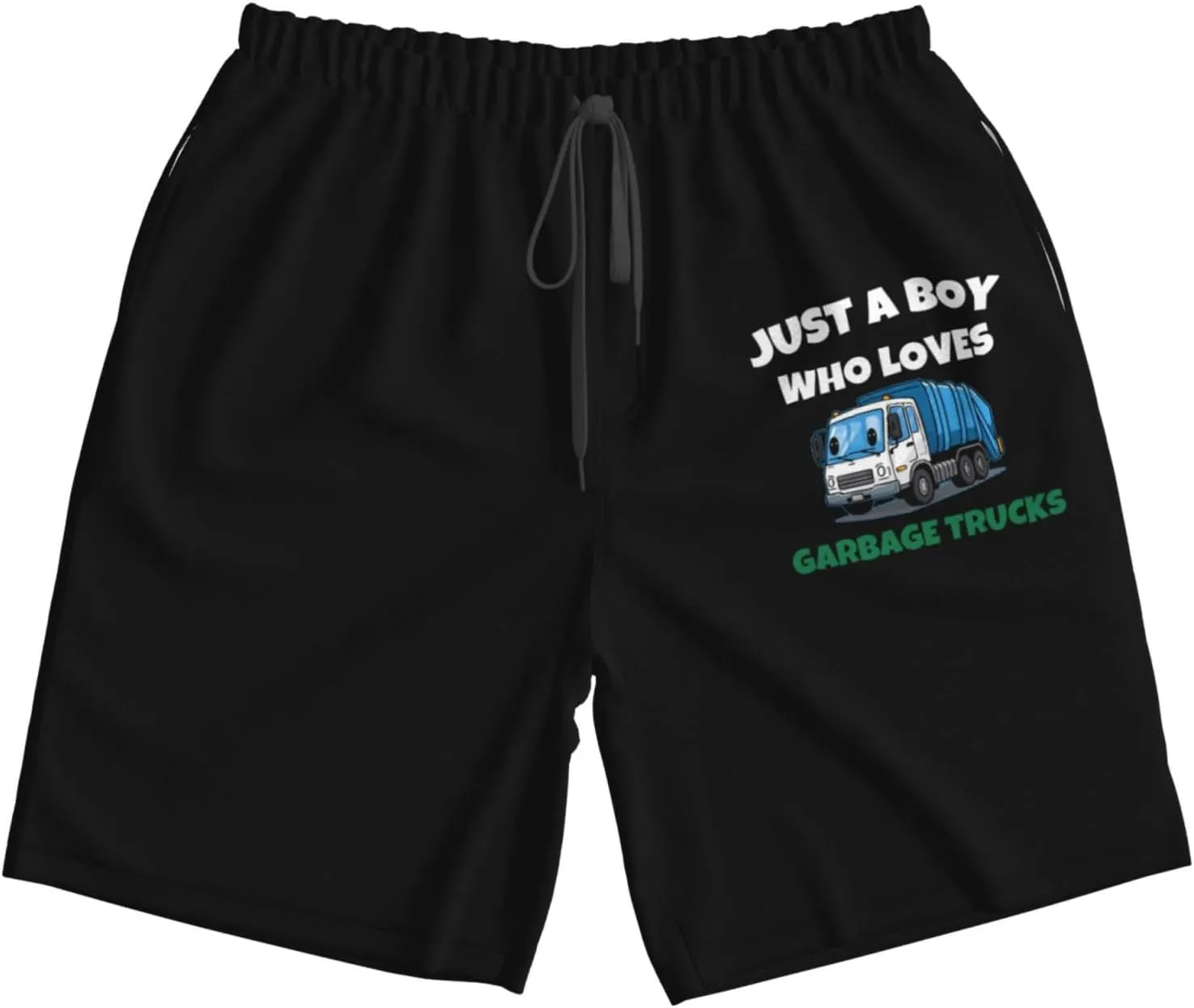 Funny Garbage Truck Mens Swim Trunks 7 Inch Quick Dry Board Shorts with Mesh Lining Fit Surf Shorts with Pockets