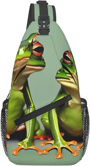 Funny Green Frogs 1 Men'S Casual Chest Crossbody Bag, Lightweight Durable Shoulder Sling Pack For Daily Use, Travel, And Outdoor.