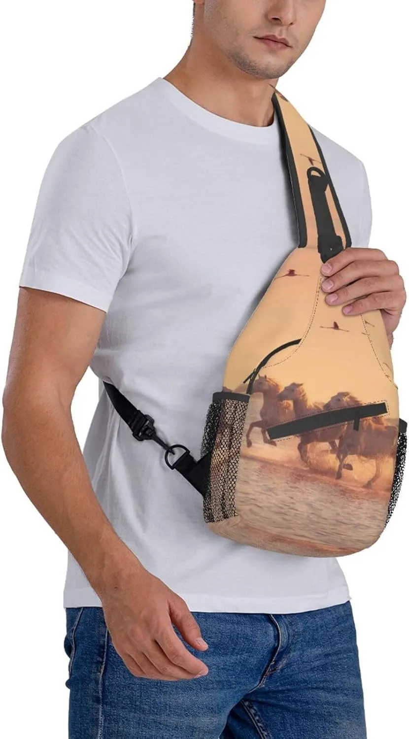 Funny Horse Crossbody Bag Horse Shoulder Bag Backpack Animal Sling Bag Chest Casual Daypack for Outdoor