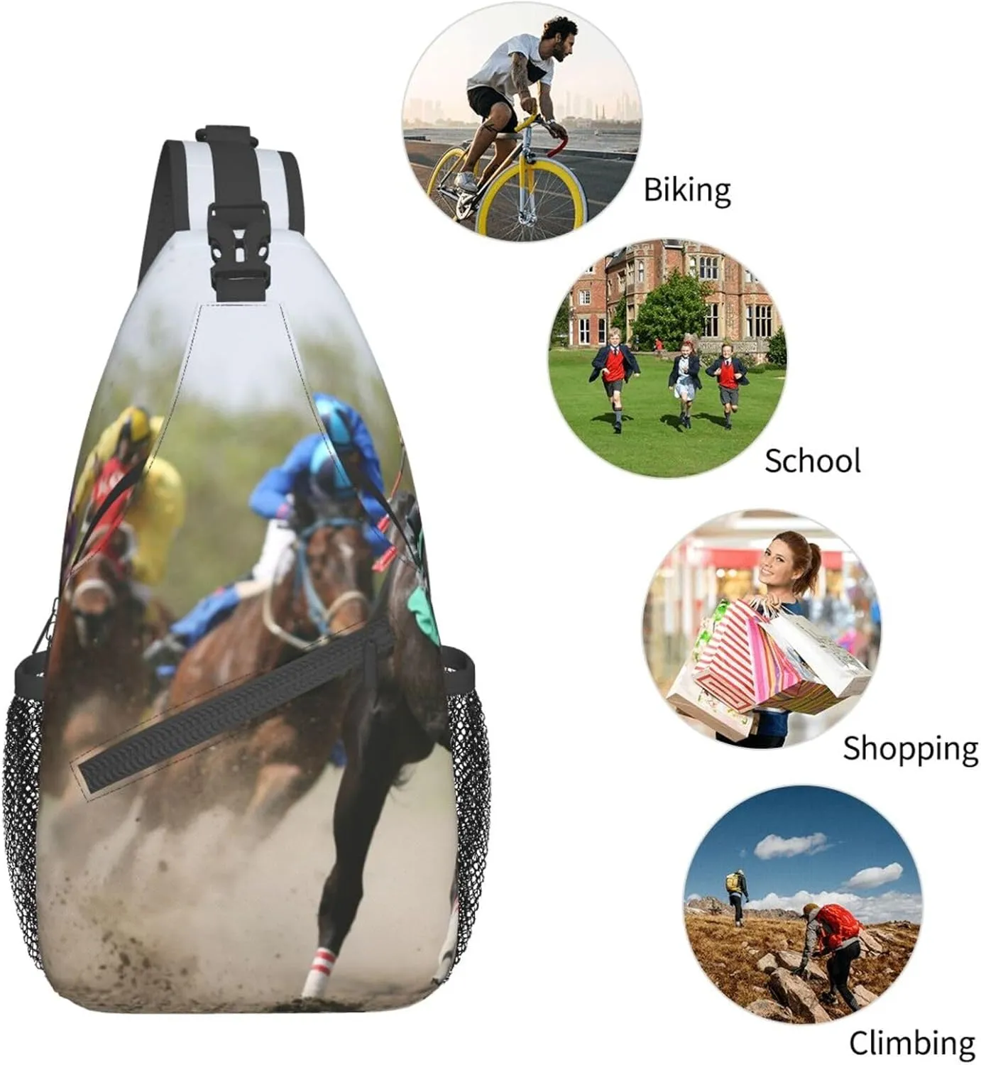 Funny Horse Crossbody Bag Horse Shoulder Bag Backpack Animal Sling Bag Chest Casual Daypack for Outdoor