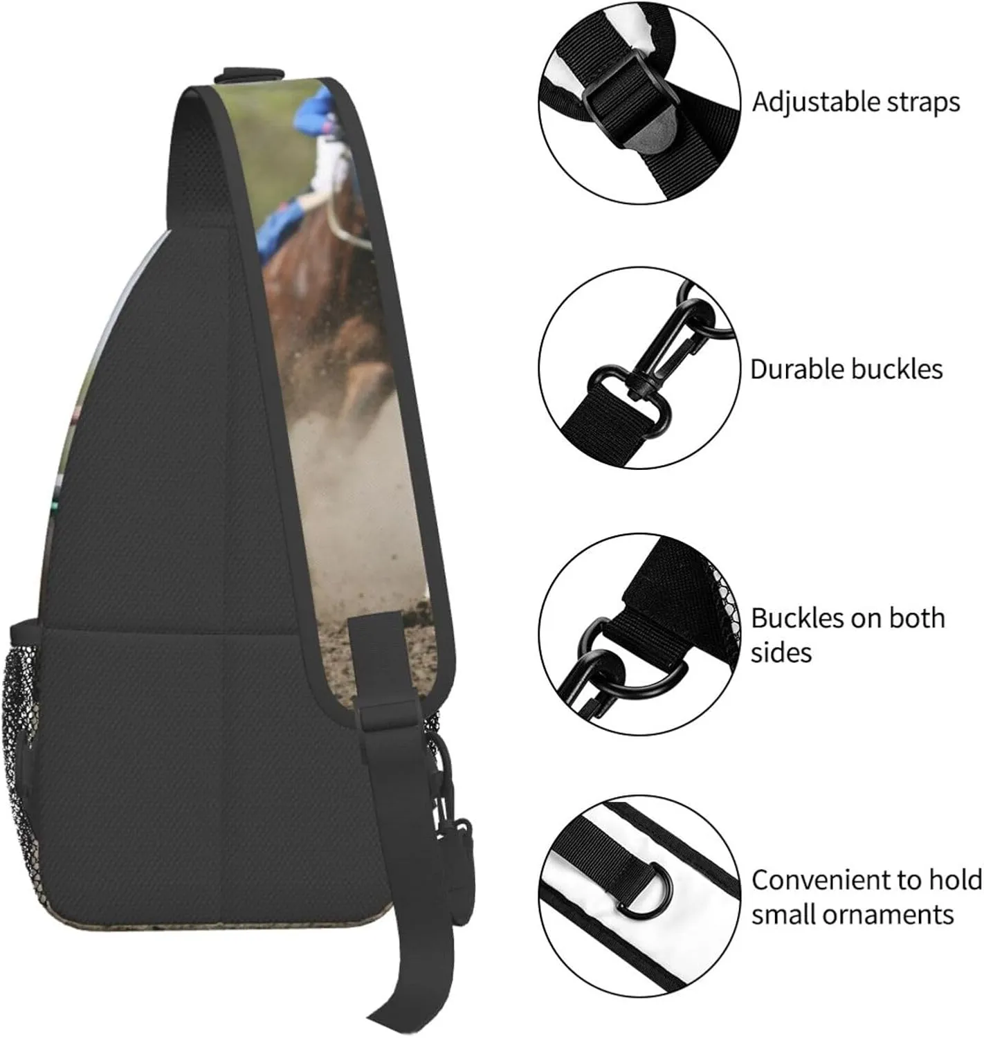 Funny Horse Crossbody Bag Horse Shoulder Bag Backpack Animal Sling Bag Chest Casual Daypack for Outdoor