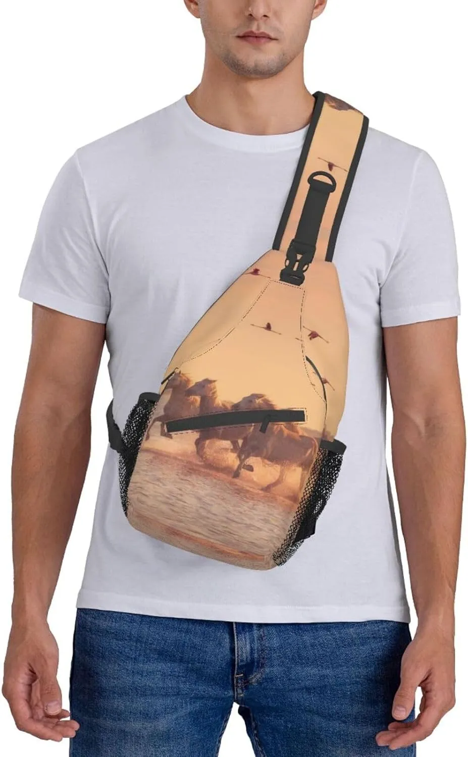 Funny Horse Crossbody Bag Horse Shoulder Bag Backpack Animal Sling Bag Chest Casual Daypack for Outdoor