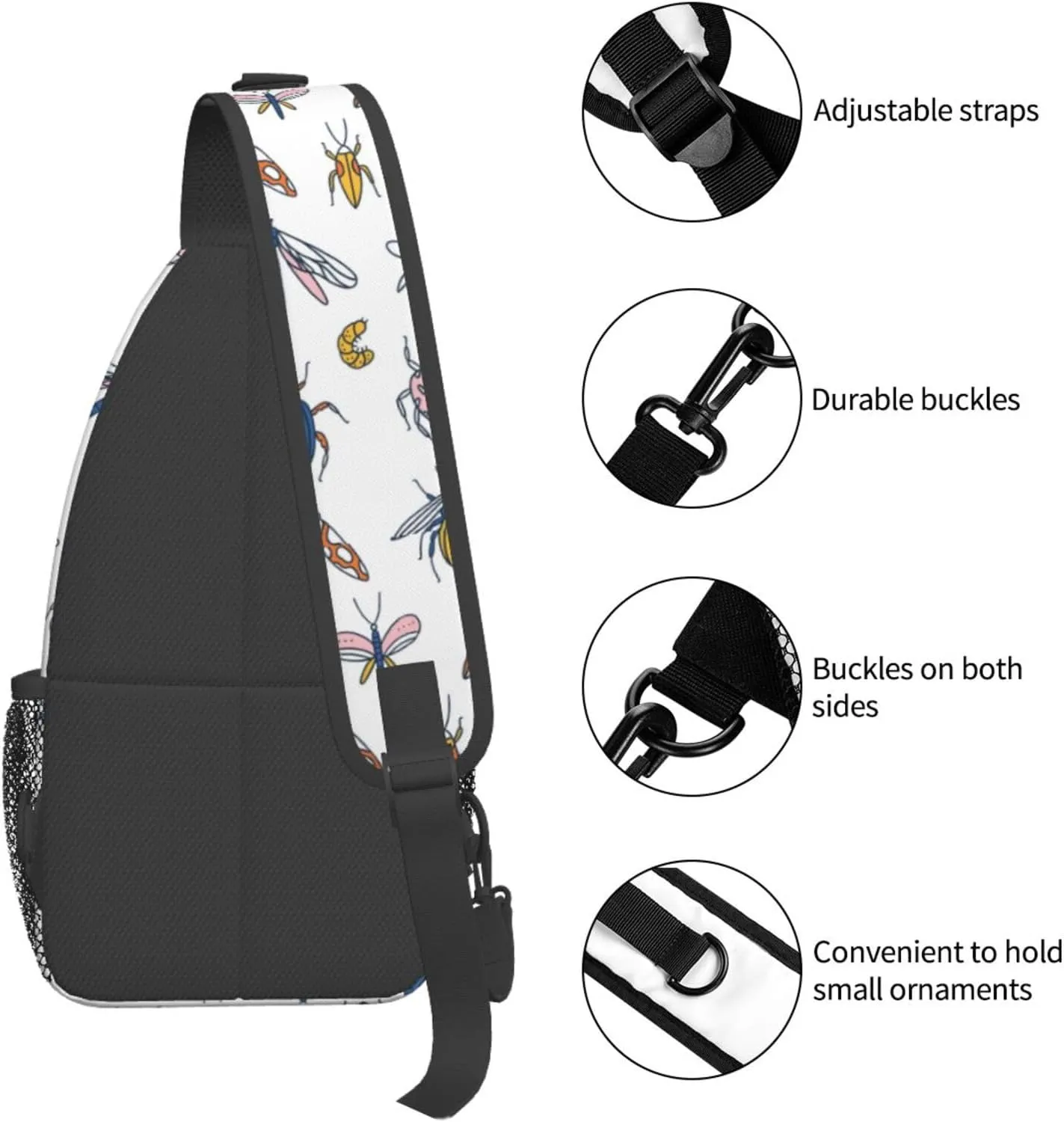 Funny Insects Crossbody Bag Insects Shoulder Bag Backpack Cute Sling Bag Chest Casual Daypack for Outdoor