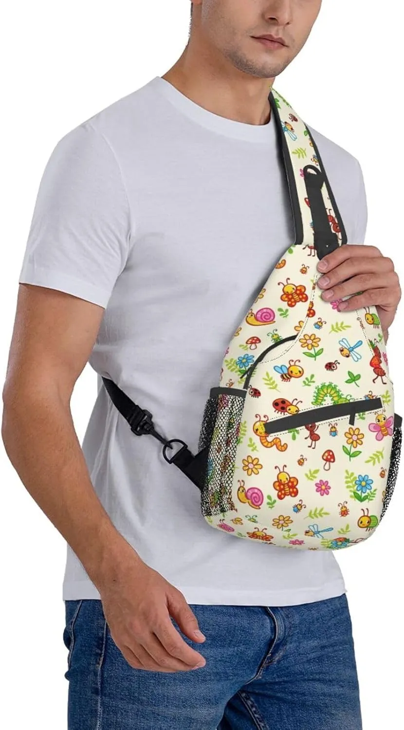 Funny Insects Crossbody Bag Insects Shoulder Bag Backpack Cute Sling Bag Chest Casual Daypack for Outdoor