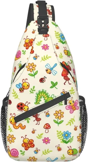 Funny Insects Crossbody Bag Insects Shoulder Bag Backpack Cute Sling Bag Chest Casual Daypack for Outdoor