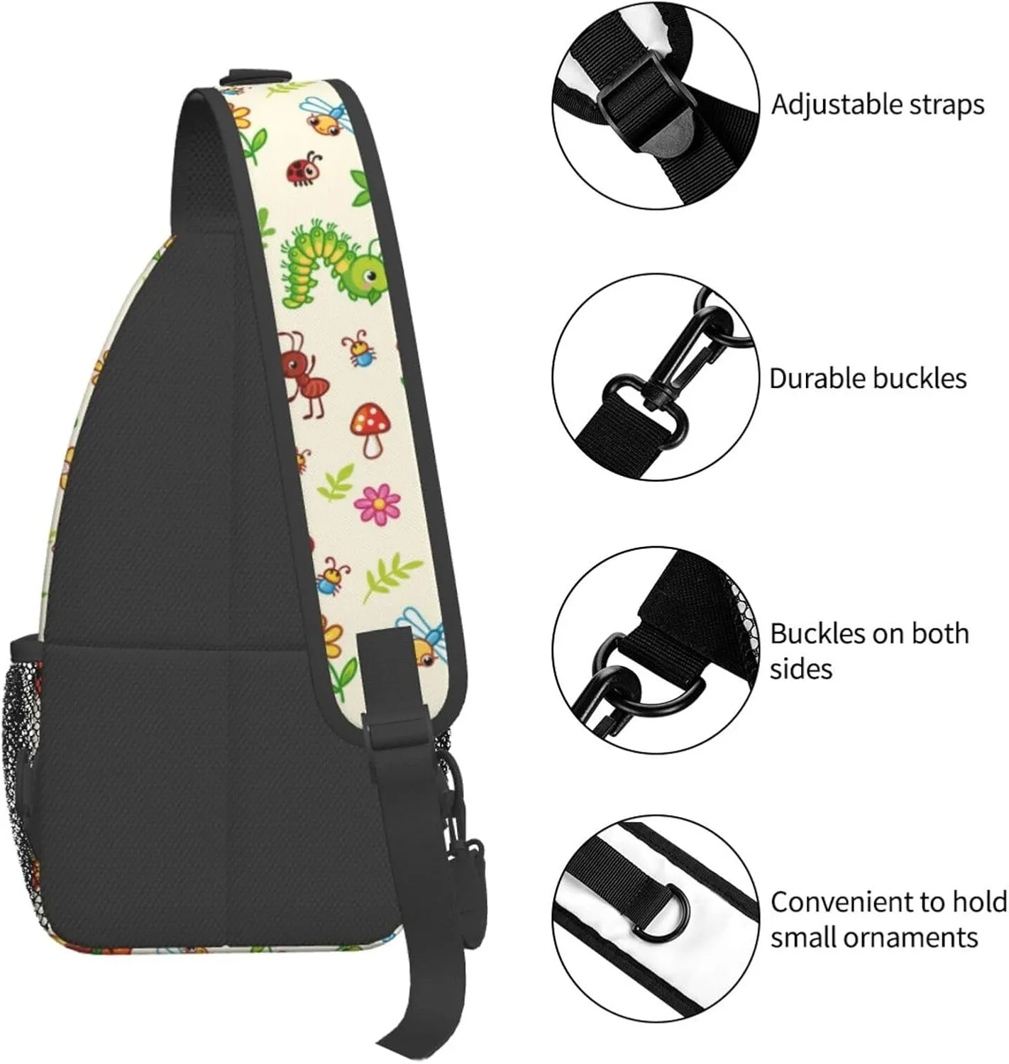 Funny Insects Crossbody Bag Insects Shoulder Bag Backpack Cute Sling Bag Chest Casual Daypack for Outdoor