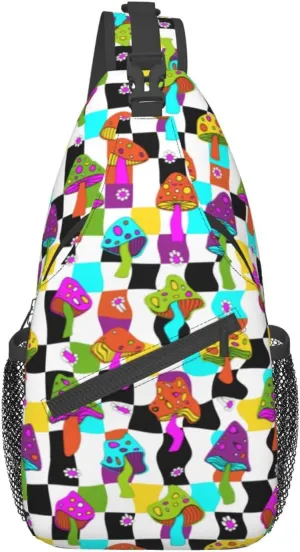 Funny Mushroom Crossbody Bag Mushroom Shoulder Bag Backpack Plant Sling Bag Chest Casual Daypack for Outdoor