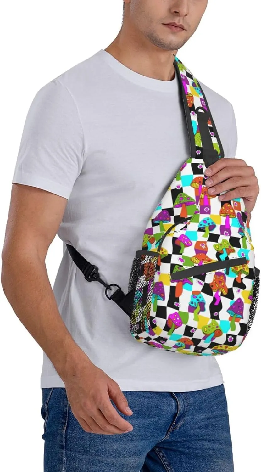 Funny Mushroom Crossbody Bag Mushroom Shoulder Bag Backpack Plant Sling Bag Chest Casual Daypack for Outdoor