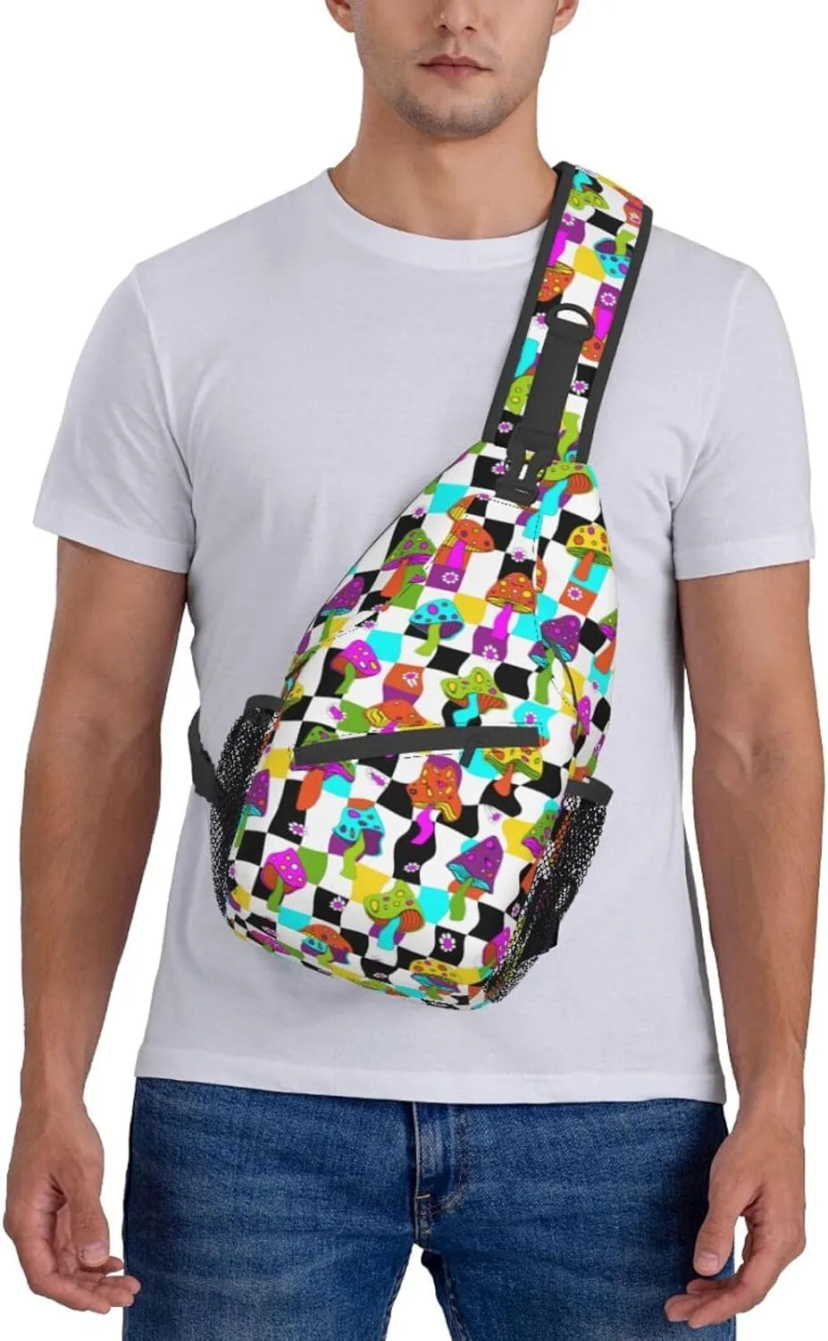 Funny Mushroom Crossbody Bag Mushroom Shoulder Bag Backpack Plant Sling Bag Chest Casual Daypack for Outdoor