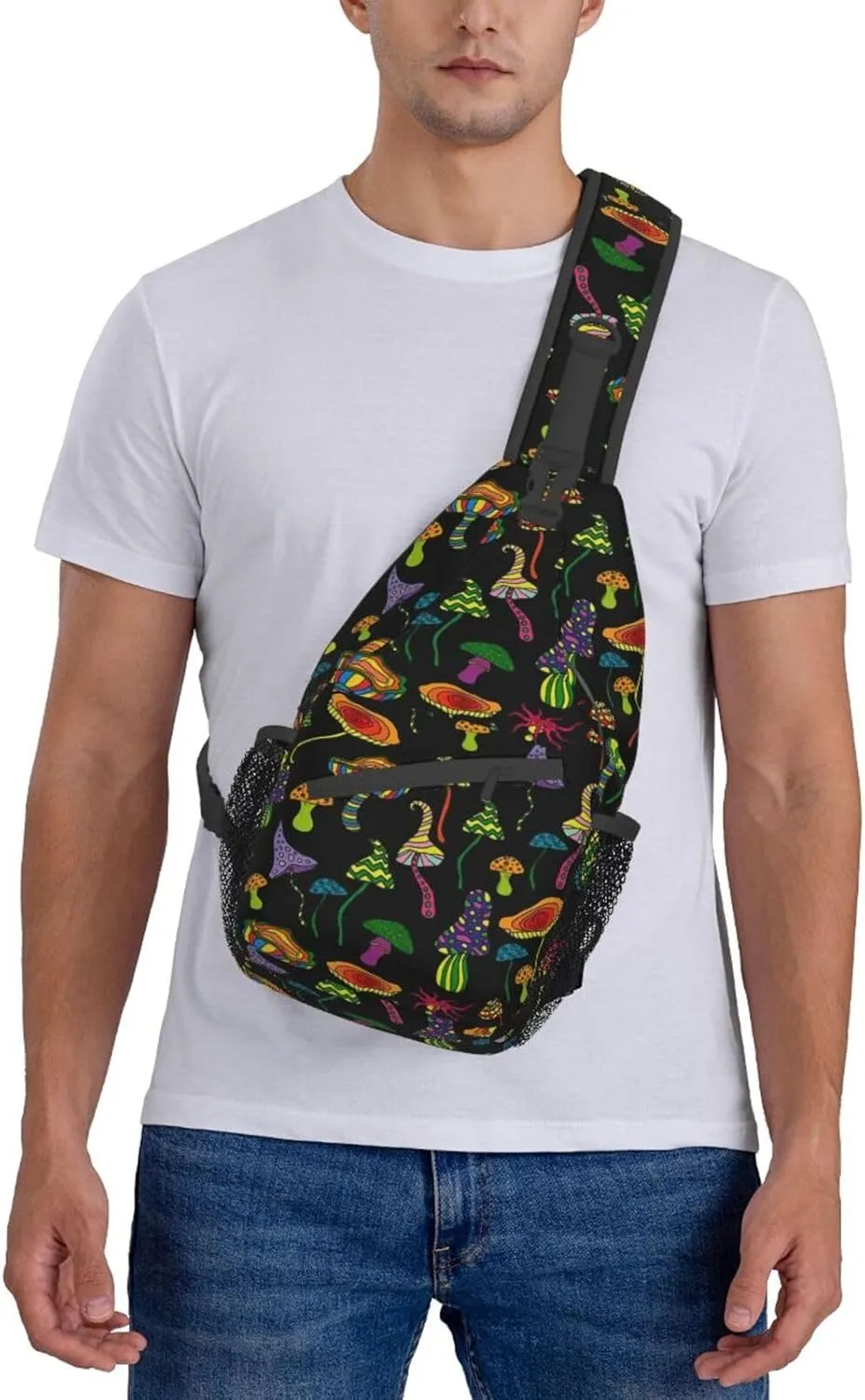 Funny Mushroom Crossbody Bag Mushroom Shoulder Bag Backpack Plant Sling Bag Chest Casual Daypack for Outdoor