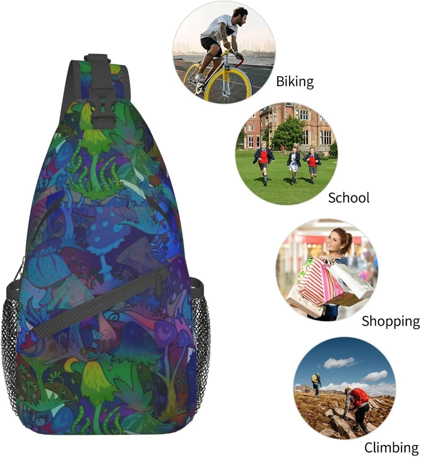 Funny Mushroom Crossbody Bag Mushroom Shoulder Bag Backpack Plant Sling Bag Chest Casual Daypack for Outdoor