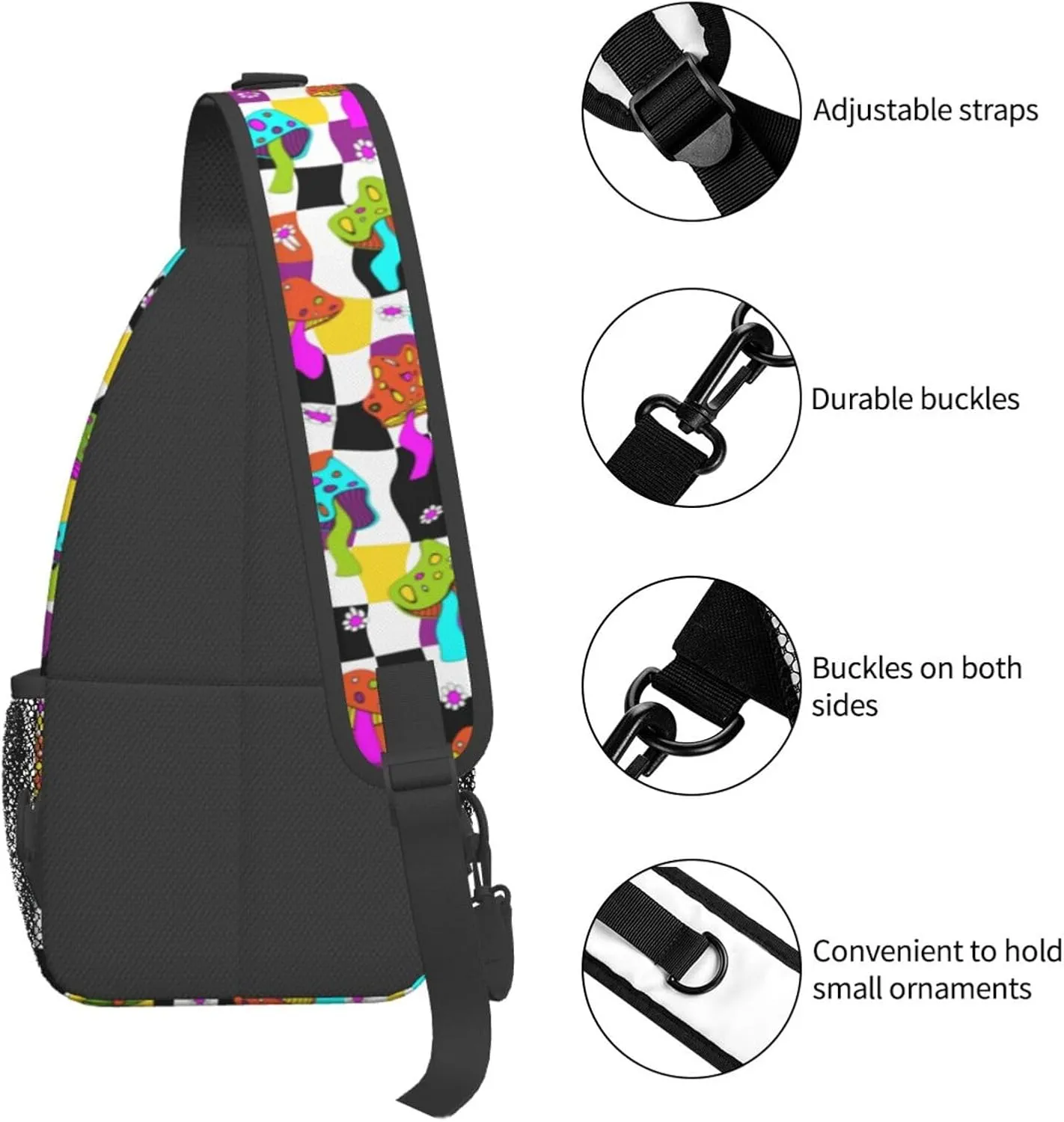 Funny Mushroom Crossbody Bag Mushroom Shoulder Bag Backpack Plant Sling Bag Chest Casual Daypack for Outdoor