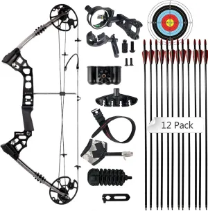 FUNTRESS Compound Bow 20-70lbs 17"-29.5" Let-Off 70% Archery Hunting Equipment Max Speed 310 FPS with Accessories Right Hand