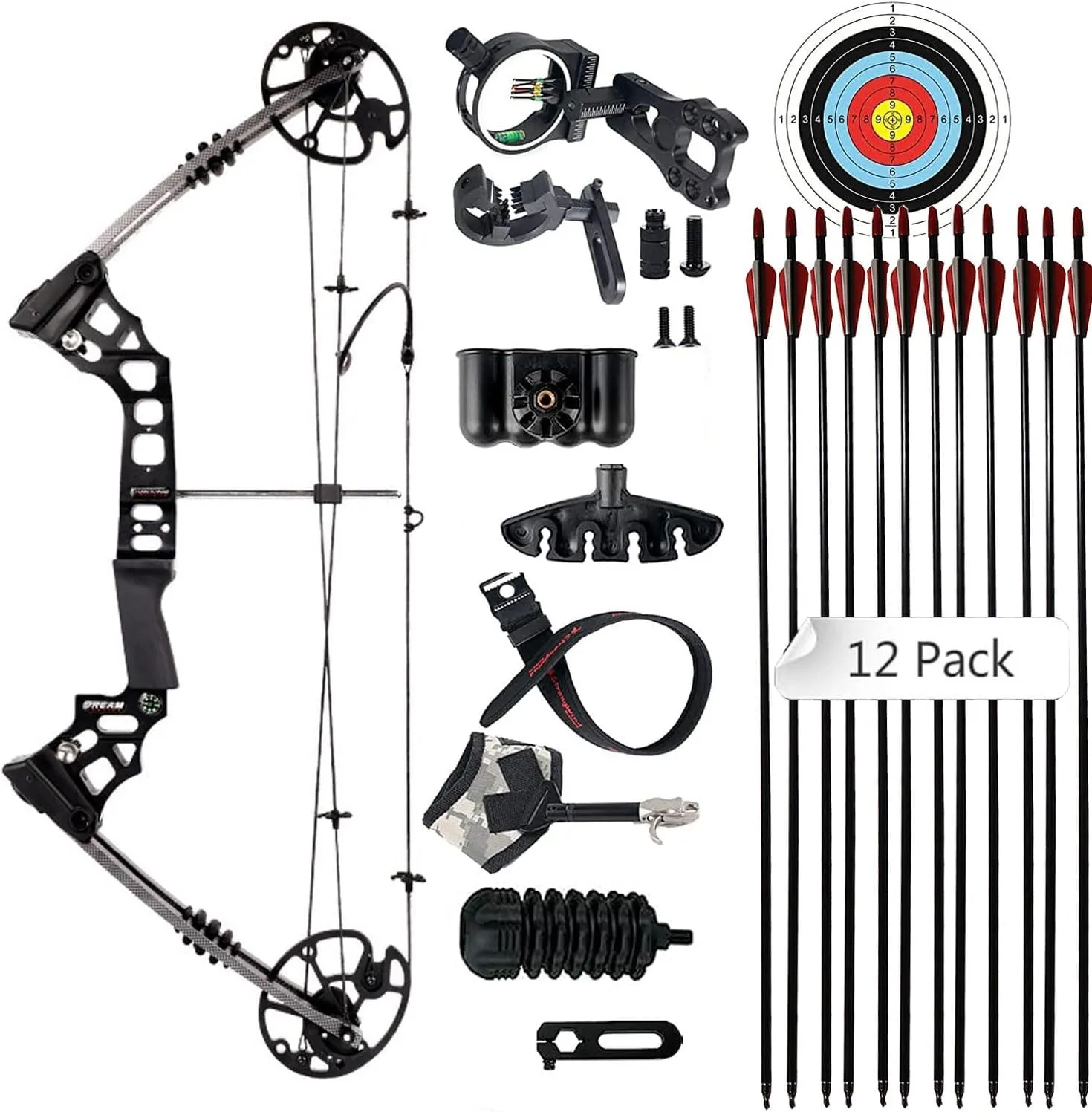FUNTRESS Compound Bow 20-70lbs 17"-29.5" Let-Off 70% Archery Hunting Equipment Max Speed 310 FPS with Accessories Right Hand