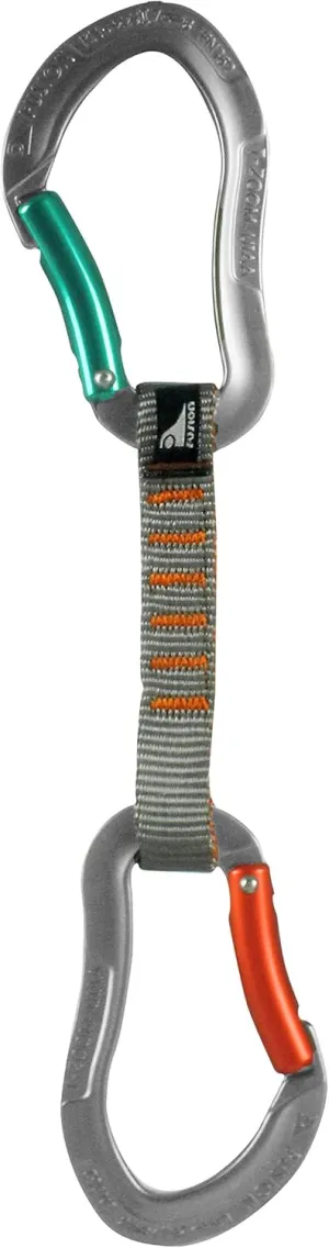 Fusion Climb 11cm Quickdraw with Techno Zoom Bent Gate Carabineer, Green/Orange