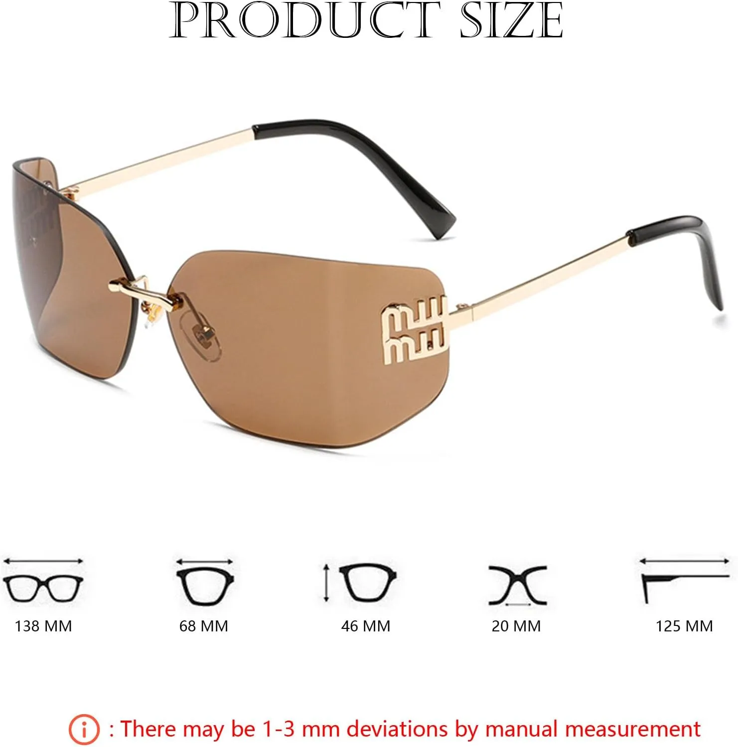 Futuristic Rimless Y2K Sunglasses for Women Men Fashion Wrap Around Frame Trendy Shield Frameless Design