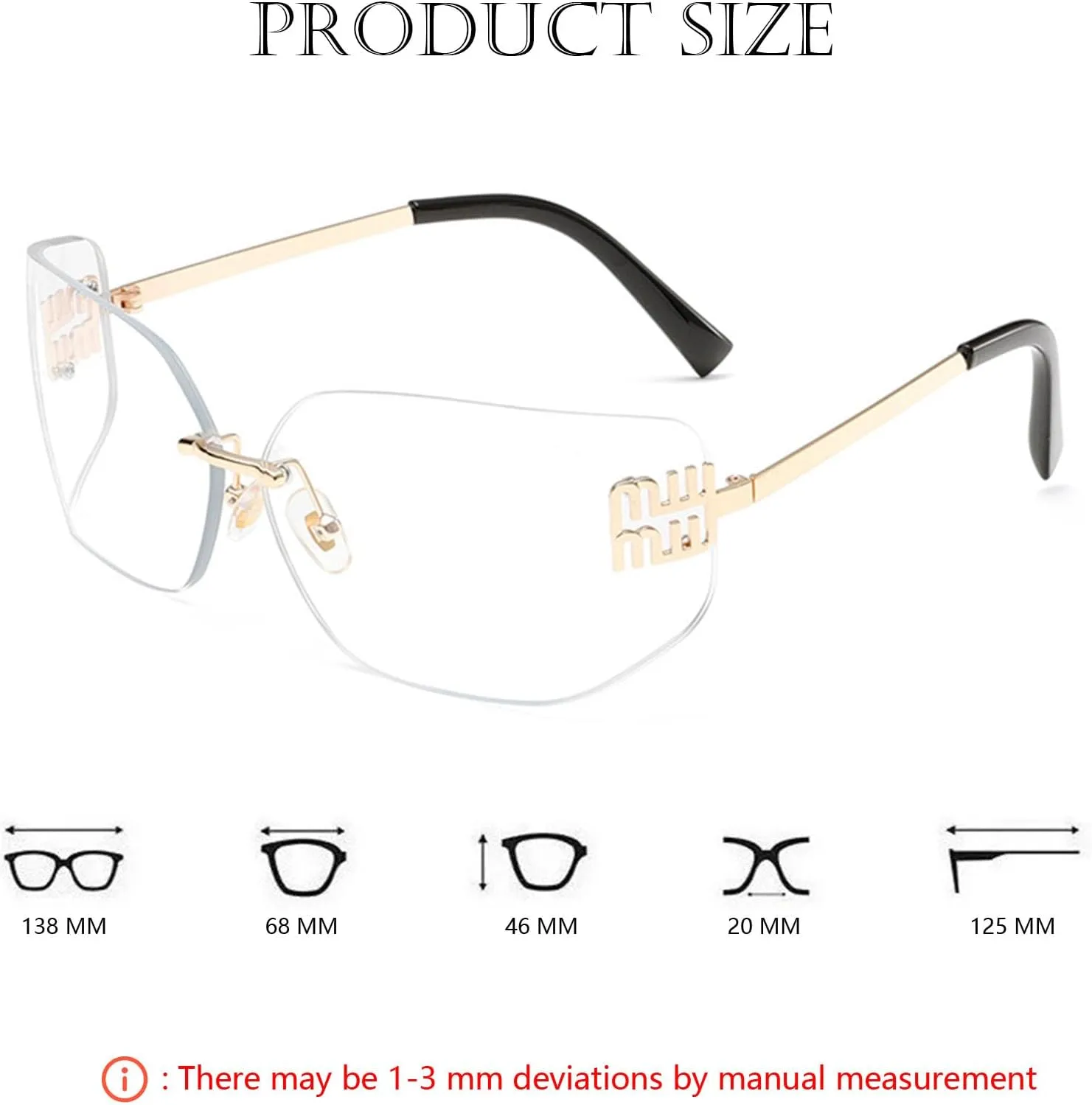 Futuristic Rimless Y2K Sunglasses for Women Men Fashion Wrap Around Frame Trendy Shield Frameless Design