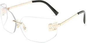 Futuristic Rimless Y2K Sunglasses for Women Men Fashion Wrap Around Frame Trendy Shield Frameless Design