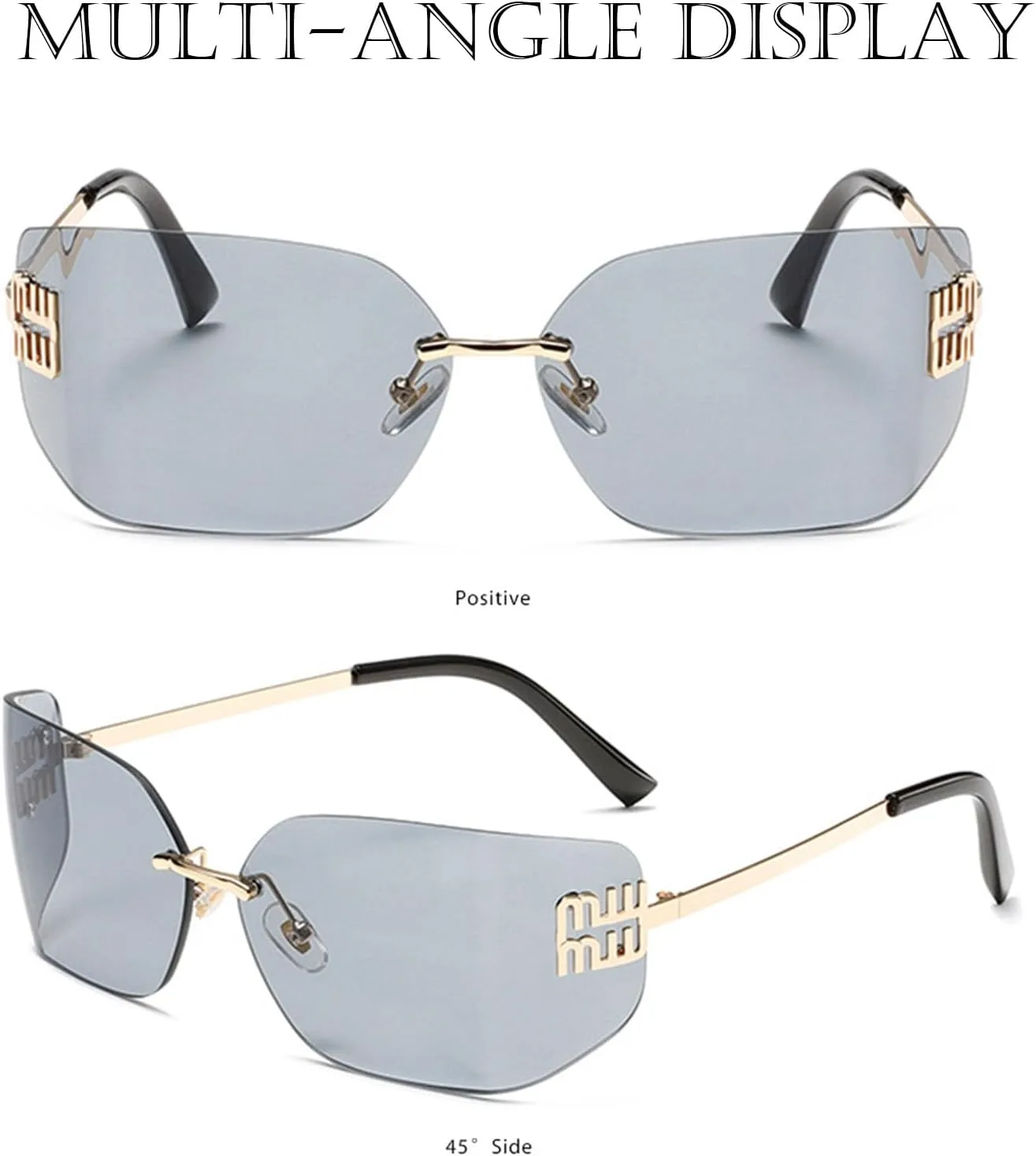 Futuristic Rimless Y2K Sunglasses for Women Men Fashion Wrap Around Frame Trendy Shield Frameless Design