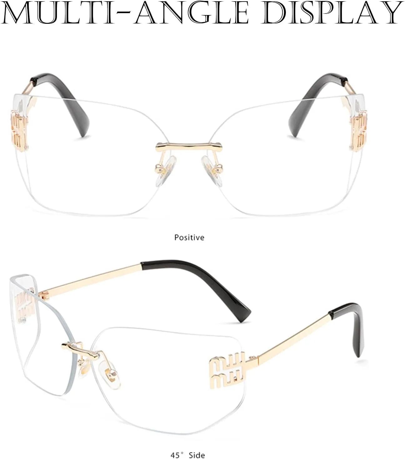 Futuristic Rimless Y2K Sunglasses for Women Men Fashion Wrap Around Frame Trendy Shield Frameless Design
