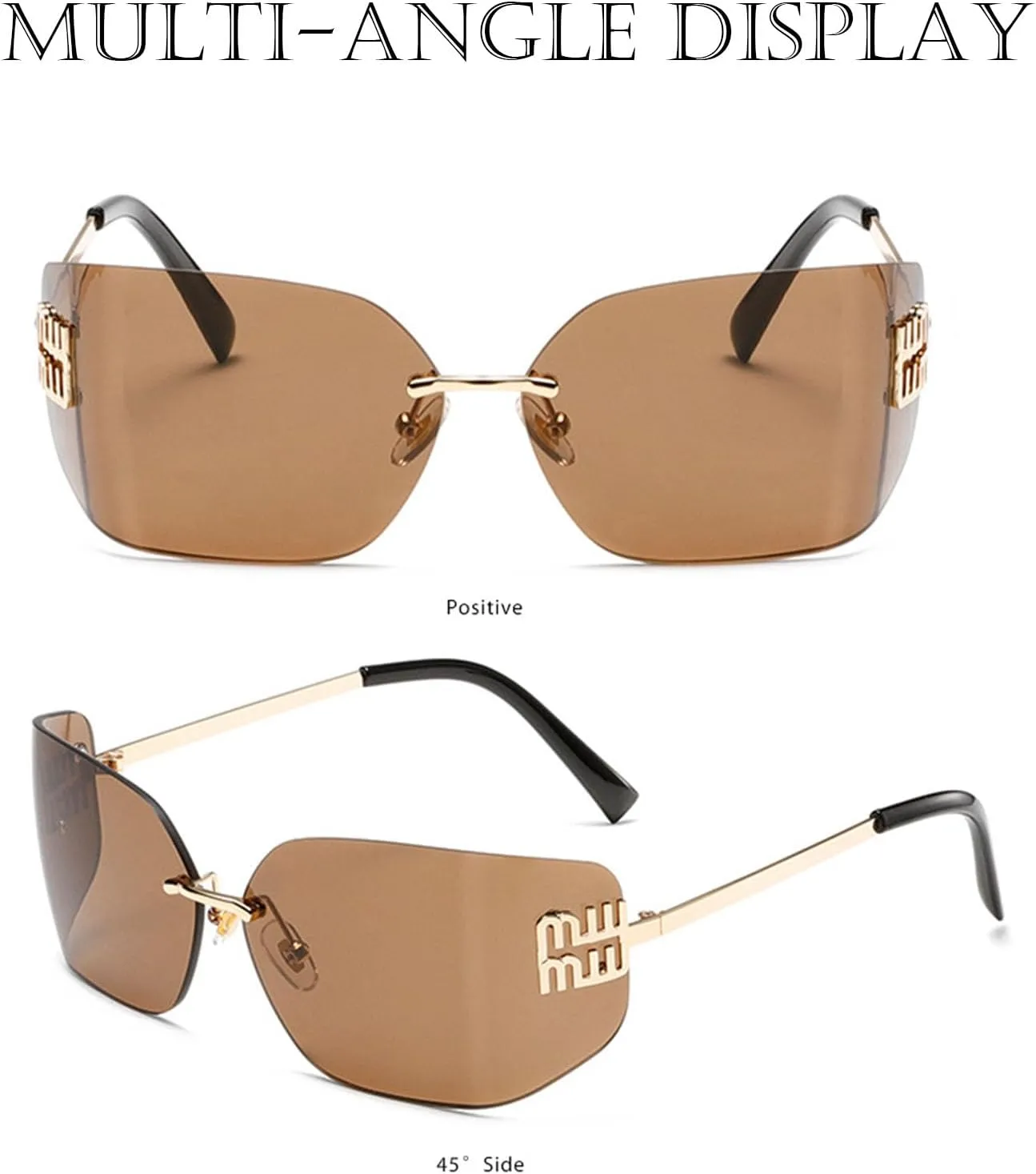 Futuristic Rimless Y2K Sunglasses for Women Men Fashion Wrap Around Frame Trendy Shield Frameless Design