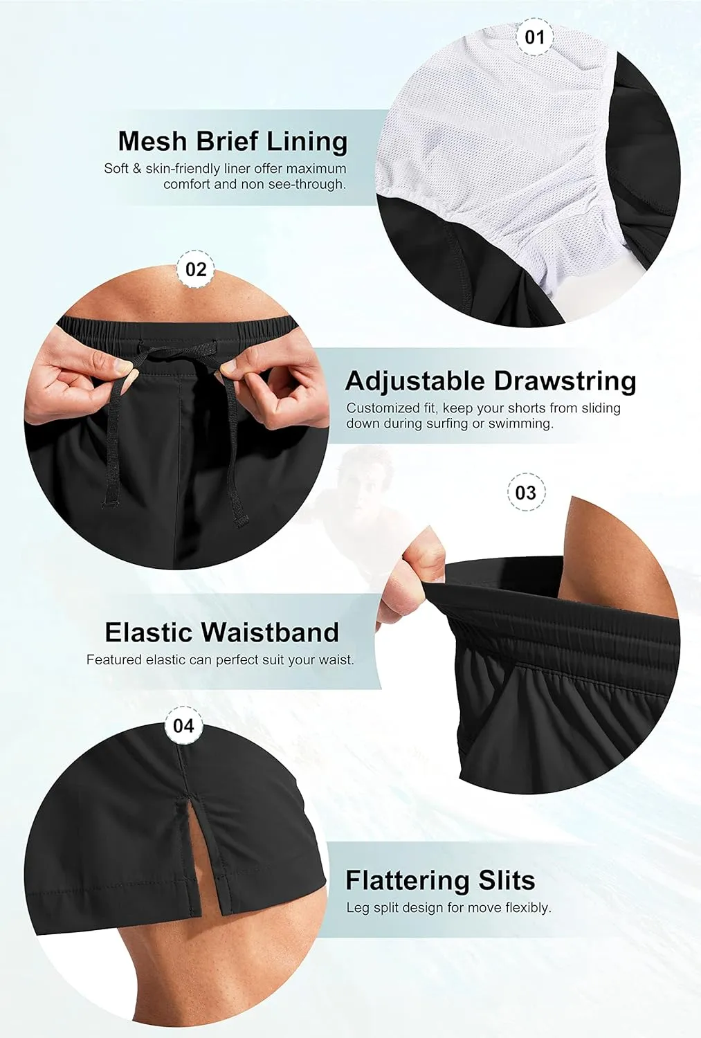 G Gradual Men's Swim Trunks Quick Dry Bathing Suit Beach Board Shorts for Men with Zipper Pockets and Mesh Lining
