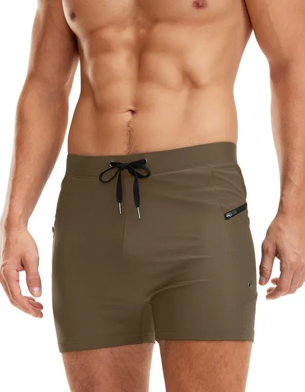 G Gradual Men's Swimsuit Trunks with Zipper Pockets Quick Dry Swimwear Bathing Suit Swim Briefs Board Shorts for Men