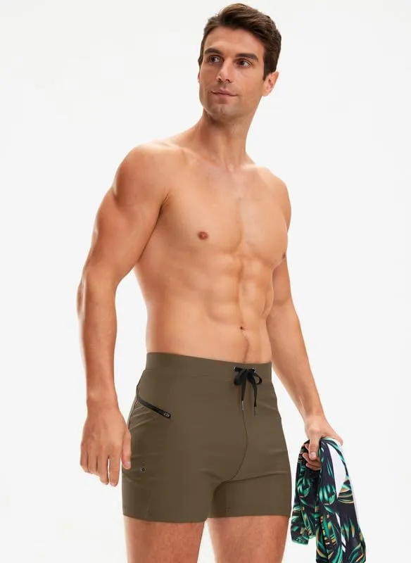 G Gradual Men's Swimsuit Trunks with Zipper Pockets Quick Dry Swimwear Bathing Suit Swim Briefs Board Shorts for Men
