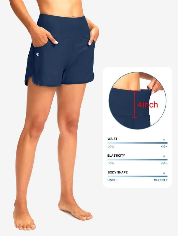 G Gradual Women's 3" High Waisted Swim Board Shorts with Pockets Quick Dry Swimsuit Bottoms Bathing Suit for Women with Liner