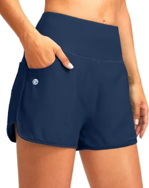 G Gradual Women's 3" High Waisted Swim Board Shorts with Pockets Quick Dry Swimsuit Bottoms Bathing Suit for Women with Liner
