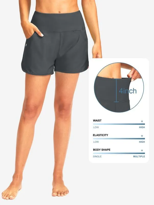 G Gradual Women's 3" High Waisted Swim Board Shorts with Pockets Quick Dry Swimsuit Bottoms Bathing Suit for Women with Liner