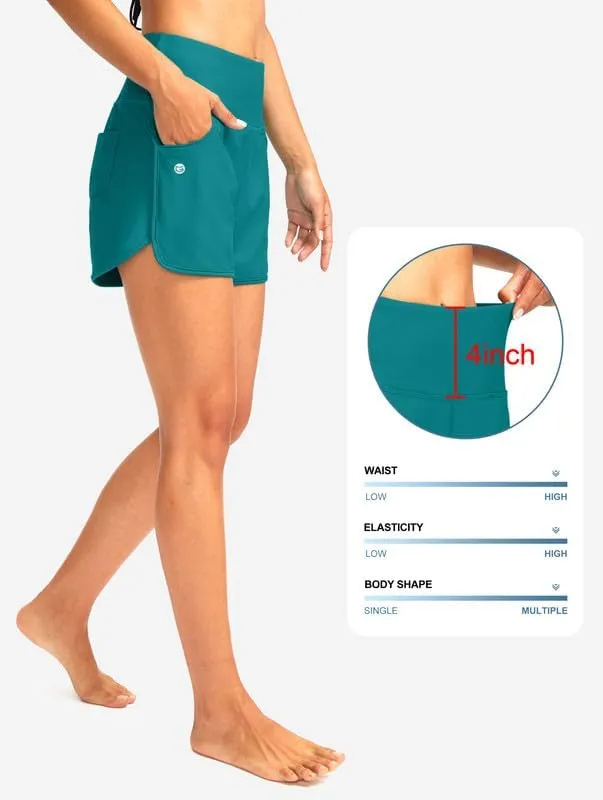 G Gradual Women's 3" High Waisted Swim Board Shorts with Pockets Quick Dry Swimsuit Bottoms Bathing Suit for Women with Liner