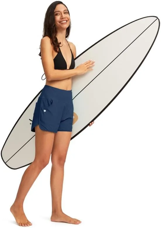 G Gradual Women's 3" High Waisted Swim Board Shorts with Pockets Quick Dry Swimsuit Bottoms Bathing Suit for Women with Liner