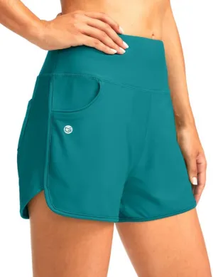 G Gradual Women's 3" High Waisted Swim Board Shorts with Pockets Quick Dry Swimsuit Bottoms Bathing Suit for Women with Liner