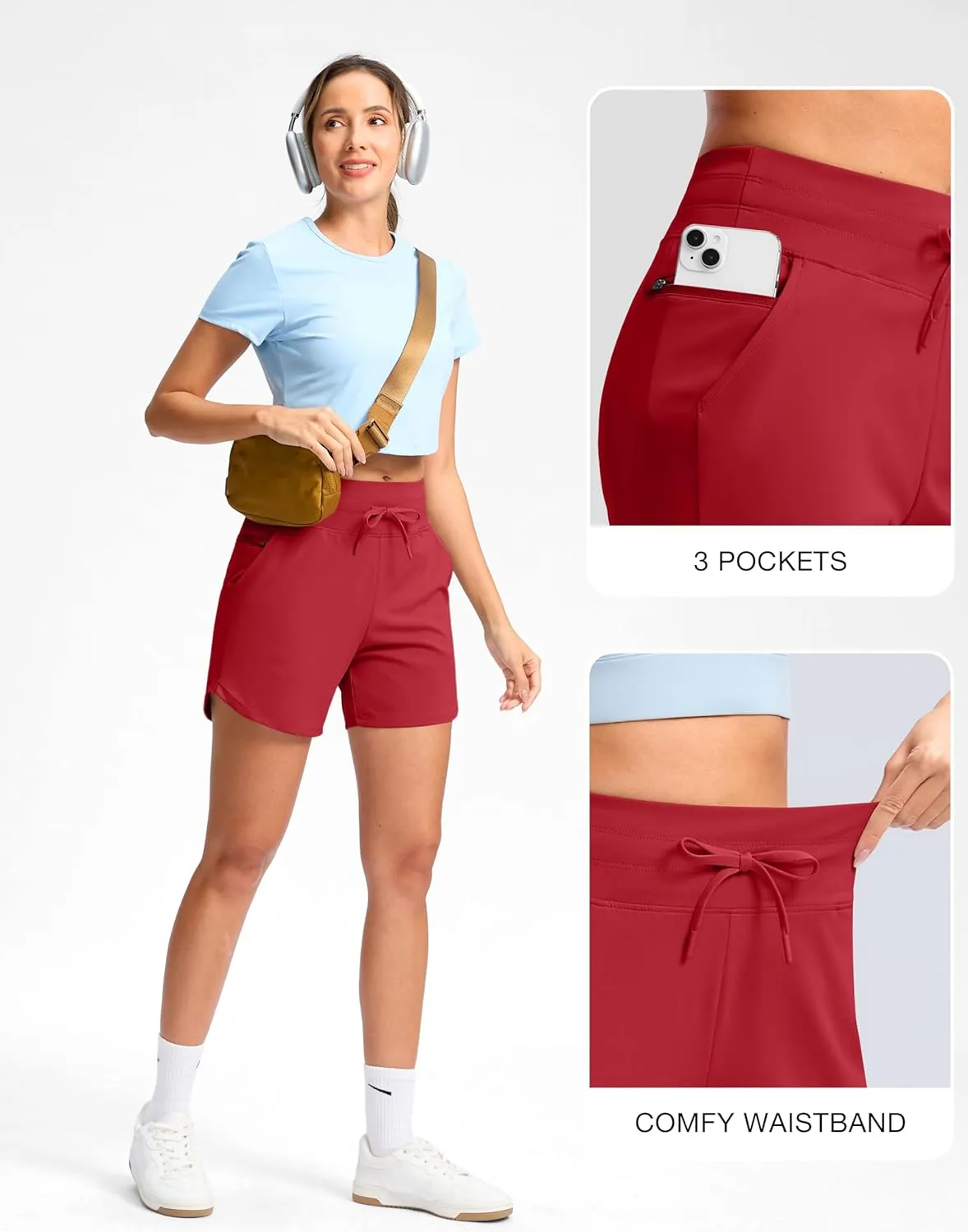 G Gradual Women's 5" Athletic Running Shorts with Zip Pockets Stretchy Quick Dry High Waisted for Workout Gym Hiking