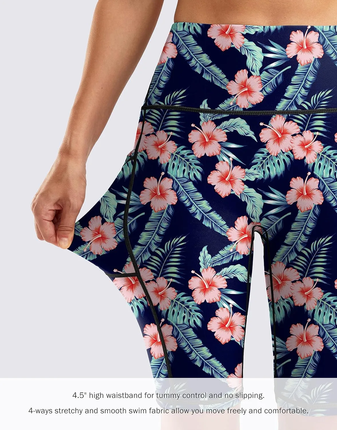 G Gradual Women's 9" High Waisted Swim Board Shorts Tummy Control Swimsuit Bottoms for Women with Liner Pockets