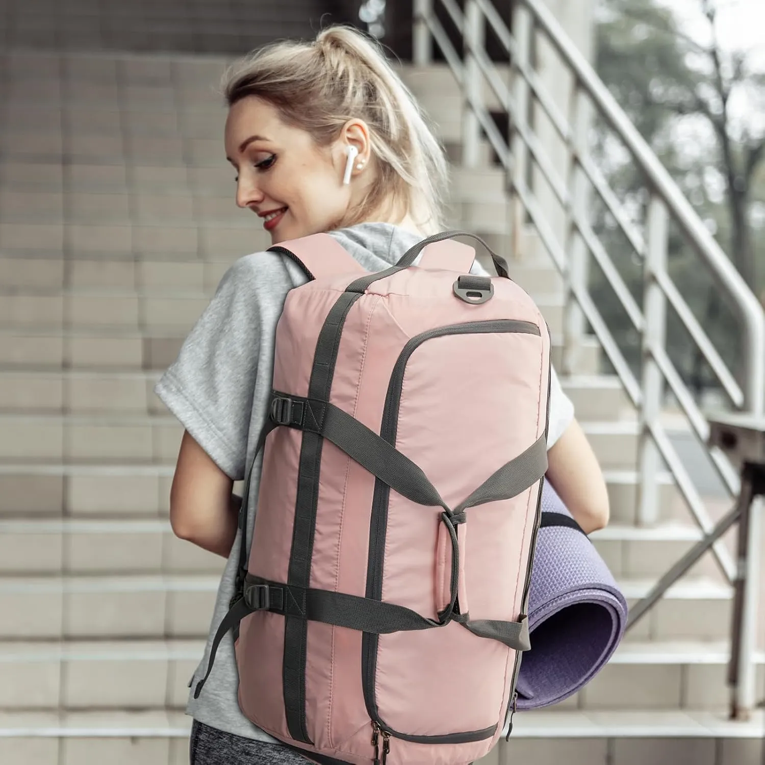 G4Free Gym Bag for Women Men 45L Duffle Backpack with Shoe Compartment Water Resistant Travel Weekender Bag