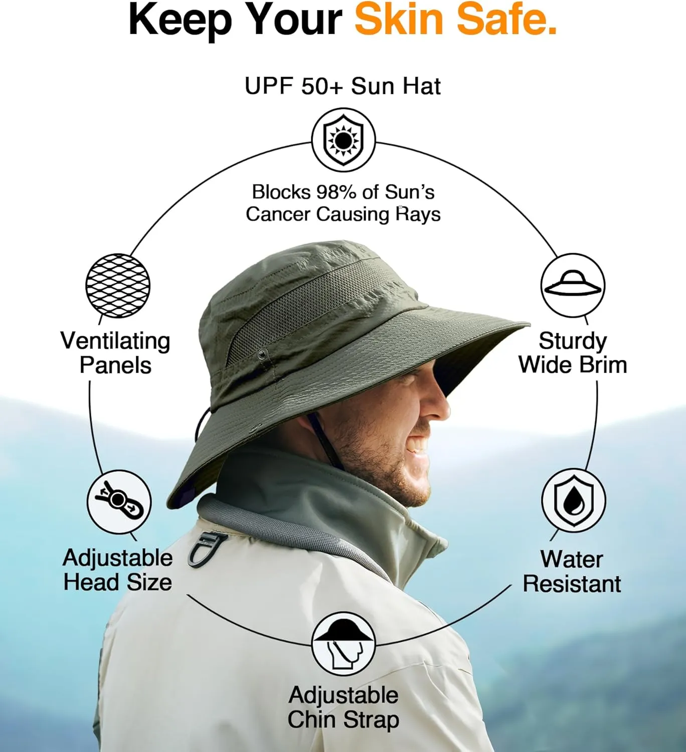 GearTOP Safari Sun Hat for Men and Sun Hats for Women UV Protection UPF 50  Hiking, Gardening, Fishing