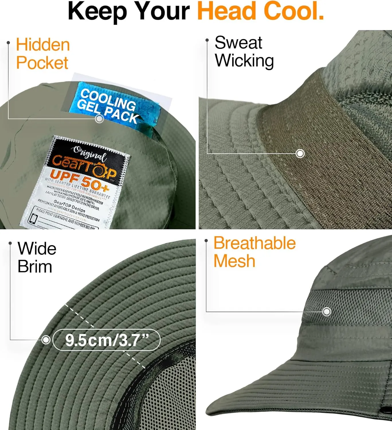 GearTOP Safari Sun Hat for Men and Sun Hats for Women UV Protection UPF 50  Hiking, Gardening, Fishing