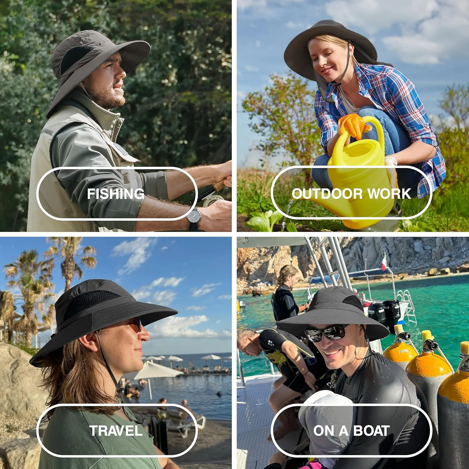 GearTOP Sun Hat Men UPF 50  Wide Brim Hats for Women Fishing Hat with Neck Flap Sun Hats Men for Beach, Hiking & Gardening