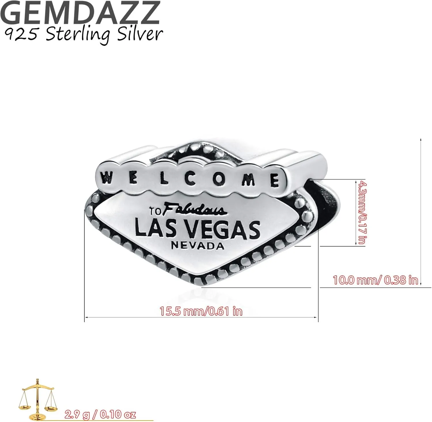 GEMDAZZ Silver Travel Charm Hobby Charm for Women Bracelets 925 Sterling Silver Shopping Handbag, High Heel Shoe, Guitar Beads, Valentines for Lover/Friends/Mother/Musician