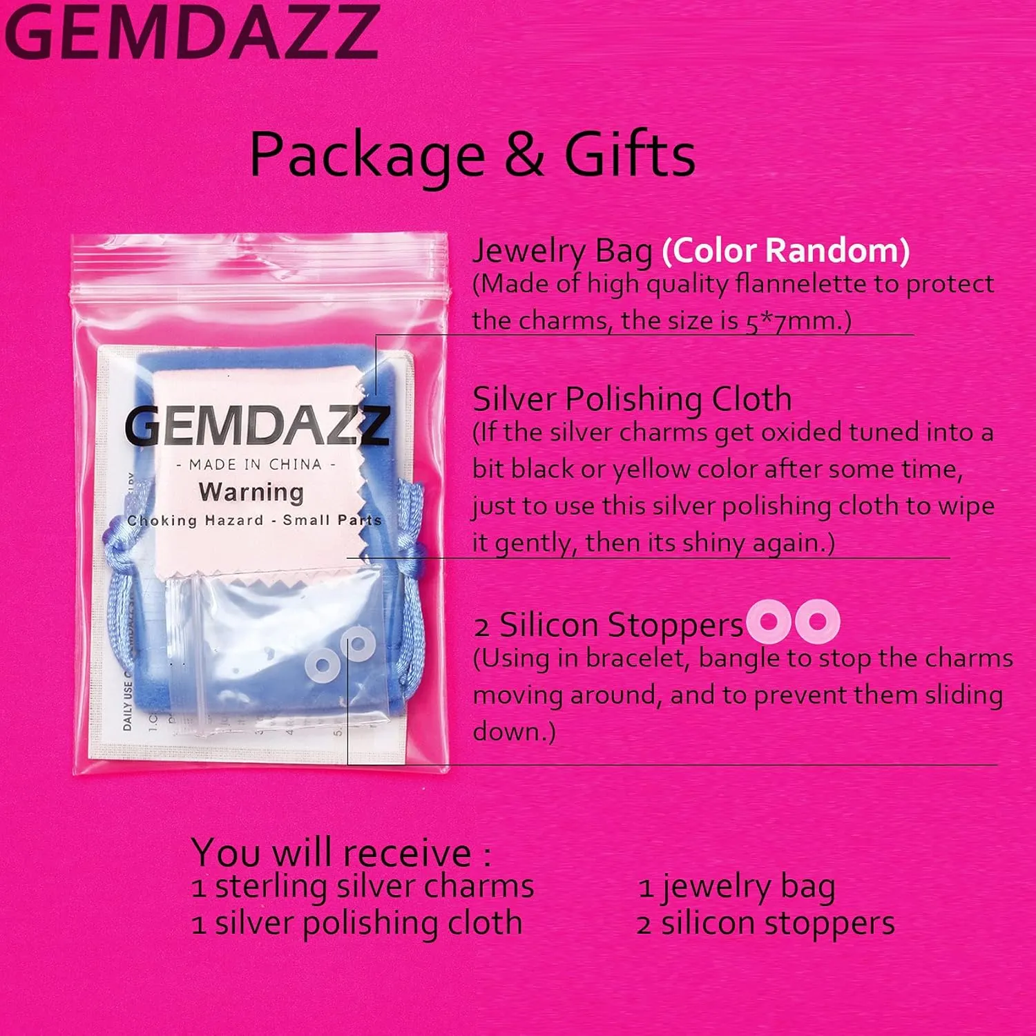 GEMDAZZ Silver Travel Charm Hobby Charm for Women Bracelets 925 Sterling Silver Shopping Handbag, High Heel Shoe, Guitar Beads, Valentines for Lover/Friends/Mother/Musician
