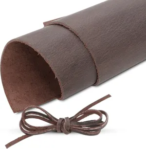Genuine Leather Sheet - Dark Brown, Soft & Smooth Tooling (12 X 12) - Ideal for Crafts, Wallets & Handbags - Includes 36' Leather Cord - 1.4-1.6mm Thick