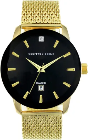 Geoffrey Beene Mens Watch - Stainless Steel Mesh Band Quartz Movement Analog Watch for Men, Gift for Men, Formal or Business Casual Minimalist Wrist Watches 42mm