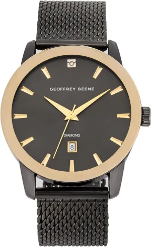 Geoffrey Beene Mens Watch - Stainless Steel Mesh Band Quartz Movement Analog Watch for Men, Gift for Men, Formal or Business Casual Minimalist Wrist Watches 42mm