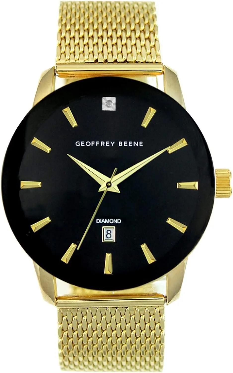 Geoffrey Beene Mens Watch - Stainless Steel Mesh Band Quartz Movement Analog Watch for Men, Gift for Men, Formal or Business Casual Minimalist Wrist Watches 42mm