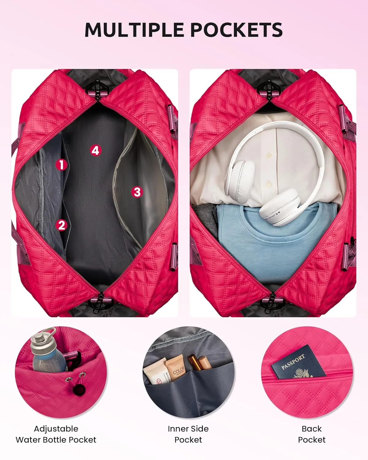 Gift for Everyone, Gifts for Women-Initial Travel Bag with Shoe Compartment, Weekender Bag, Monogram Overnight Bag for Women, Letter Travel Bag with Makeup Bag Graduation Gifts (Letter W)