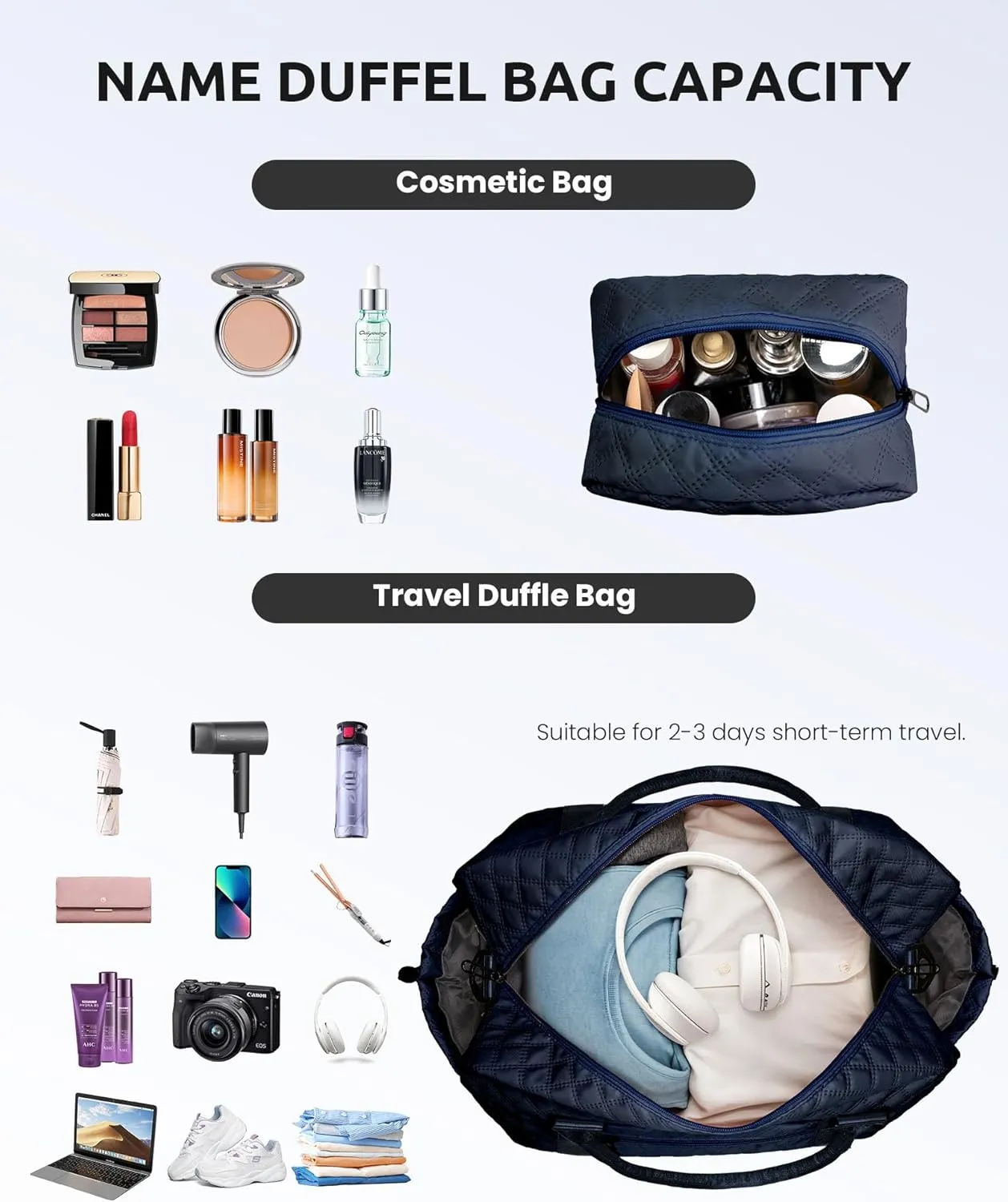 Gifts for Mom-Initial Duffle Bag with Shoe Compartment, Personalized Weekender Bag, Monogram Overnight Bag, Letter Travel Bag with Makeup Bag，Personalized Gifts Idea for Women Her (Letter F)